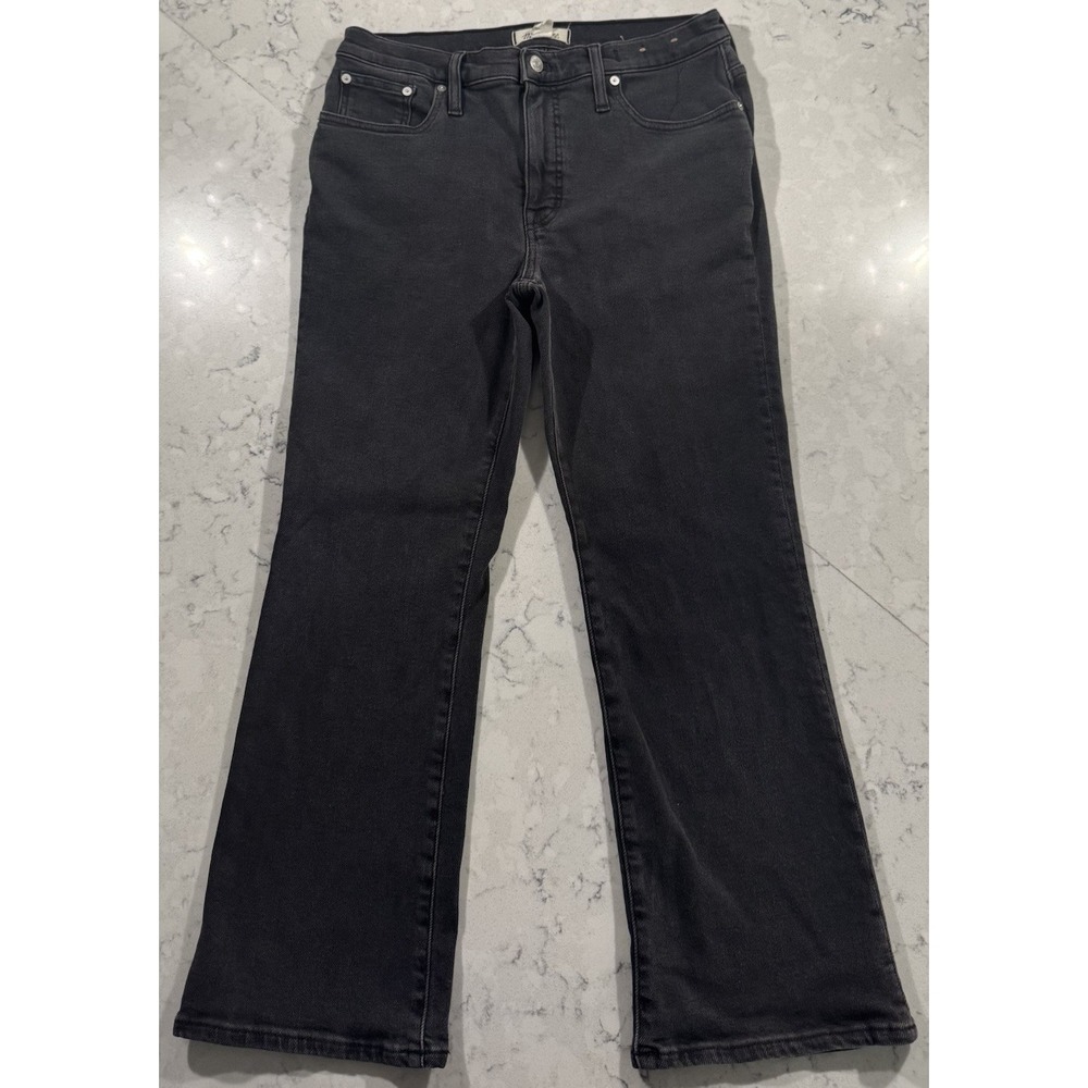 Madewell Womens 30 Black Mid Rise Kick Out Crop Flare Jeans DM4653